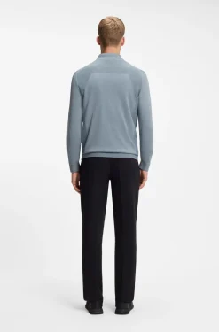 Zip-neck sweater in a cotton blend