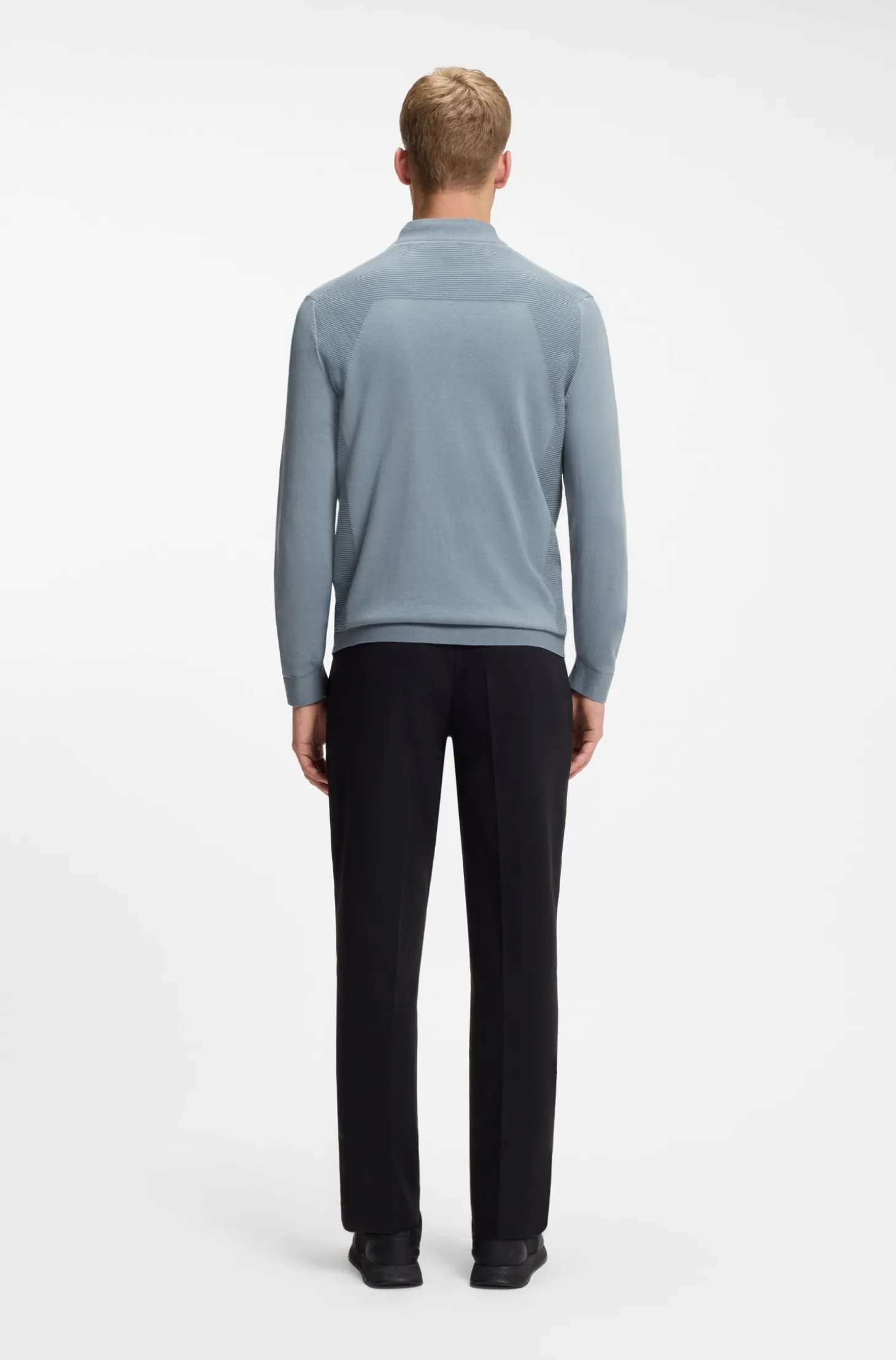 Zip-neck sweater in a cotton blend