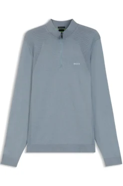 Zip-neck sweater in a cotton blend