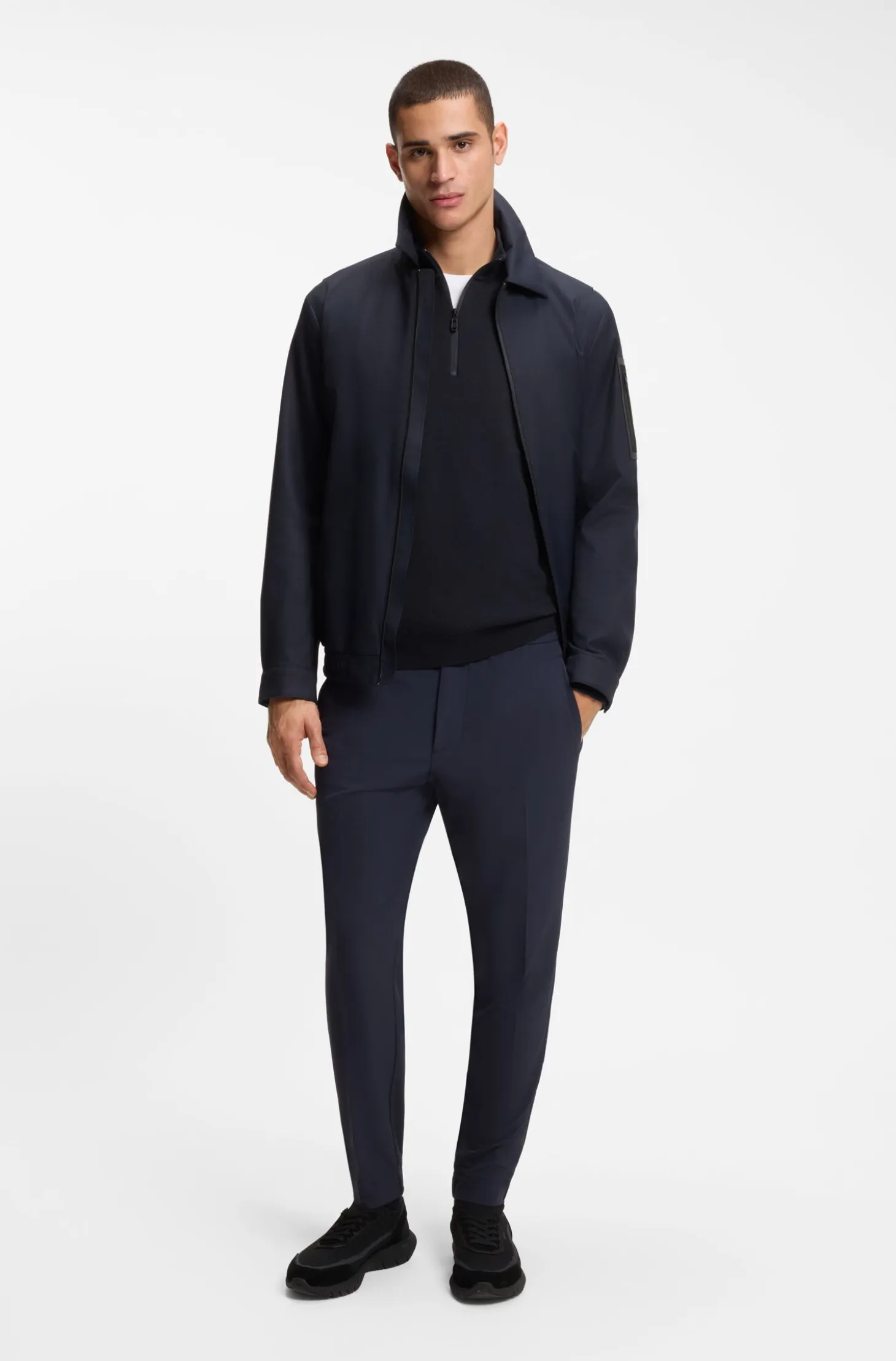 Zip-neck sweater in a cotton blend