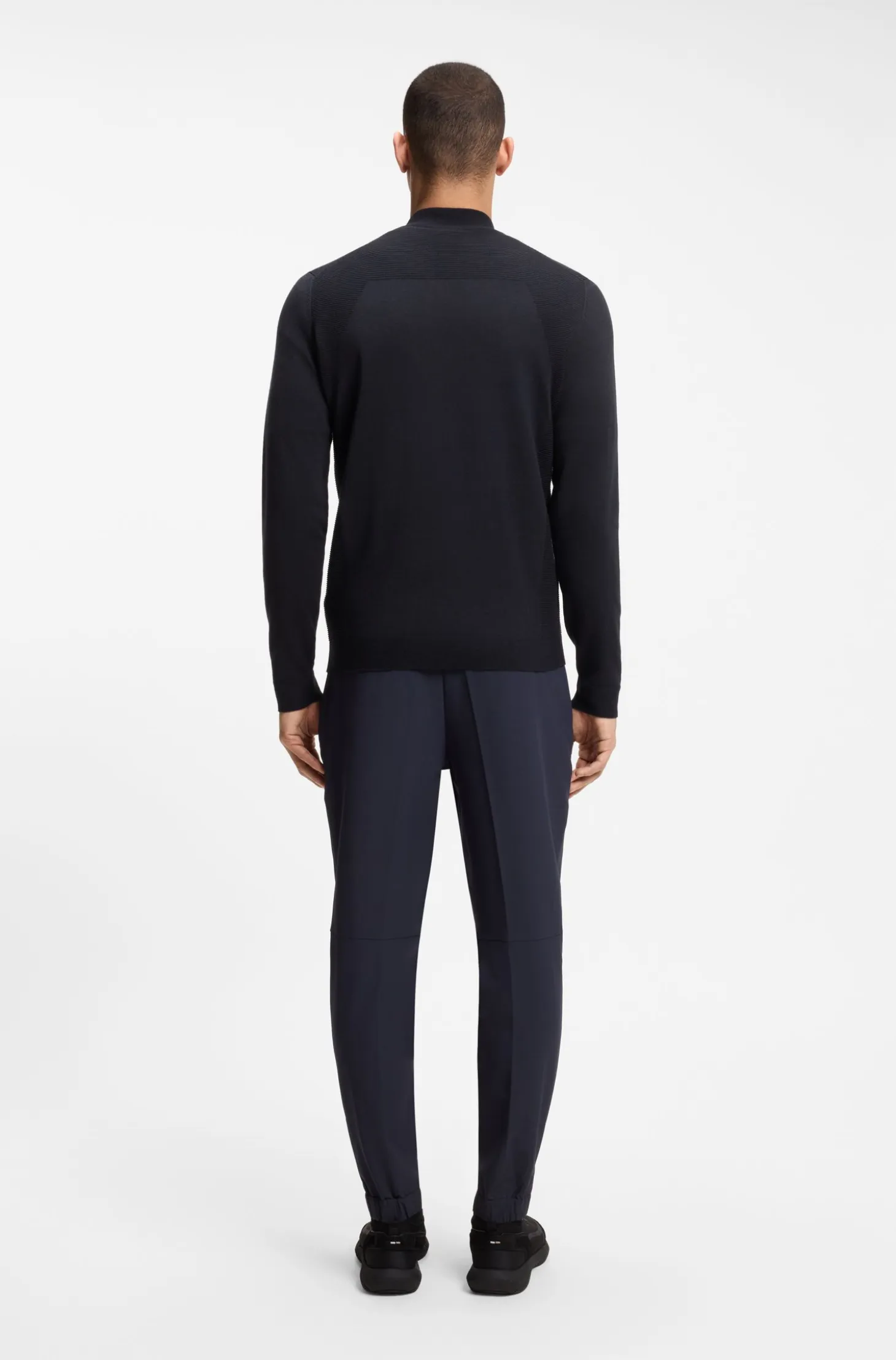 Zip-neck sweater in a cotton blend