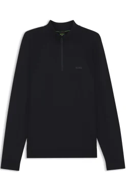 Zip-neck sweater in a cotton blend