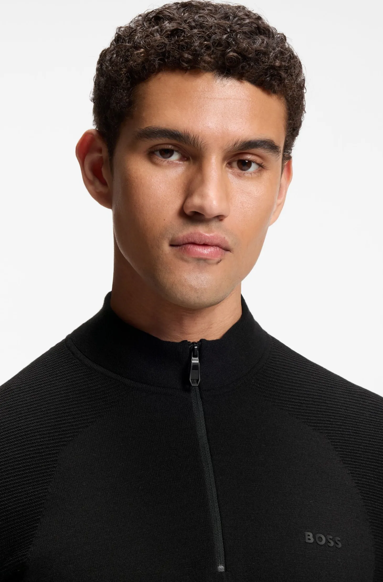 Zip-neck sweater in a cotton blend