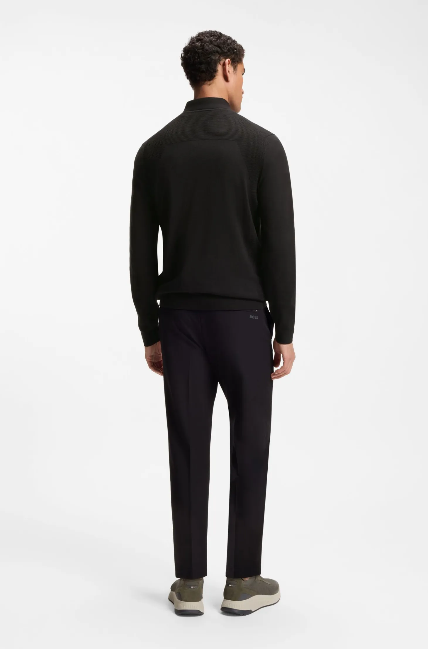 Zip-neck sweater in a cotton blend
