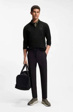 Zip-neck sweater in a cotton blend