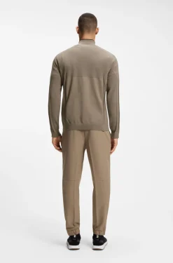 Zip-neck sweater in a mixed-knit cotton blend