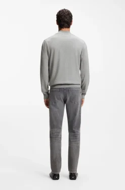 Zip-neck sweater in cotton with logo embroidery