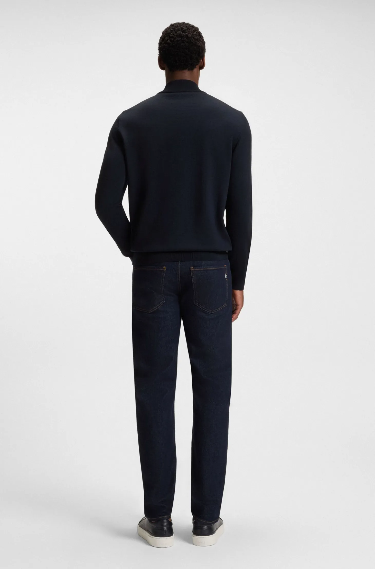 Zip-neck sweater in virgin wool