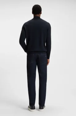 Zip-neck sweater in virgin wool