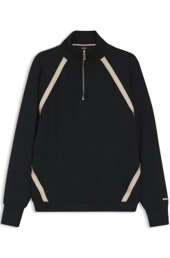 Zip-neck sweatshirt with contrast inserts