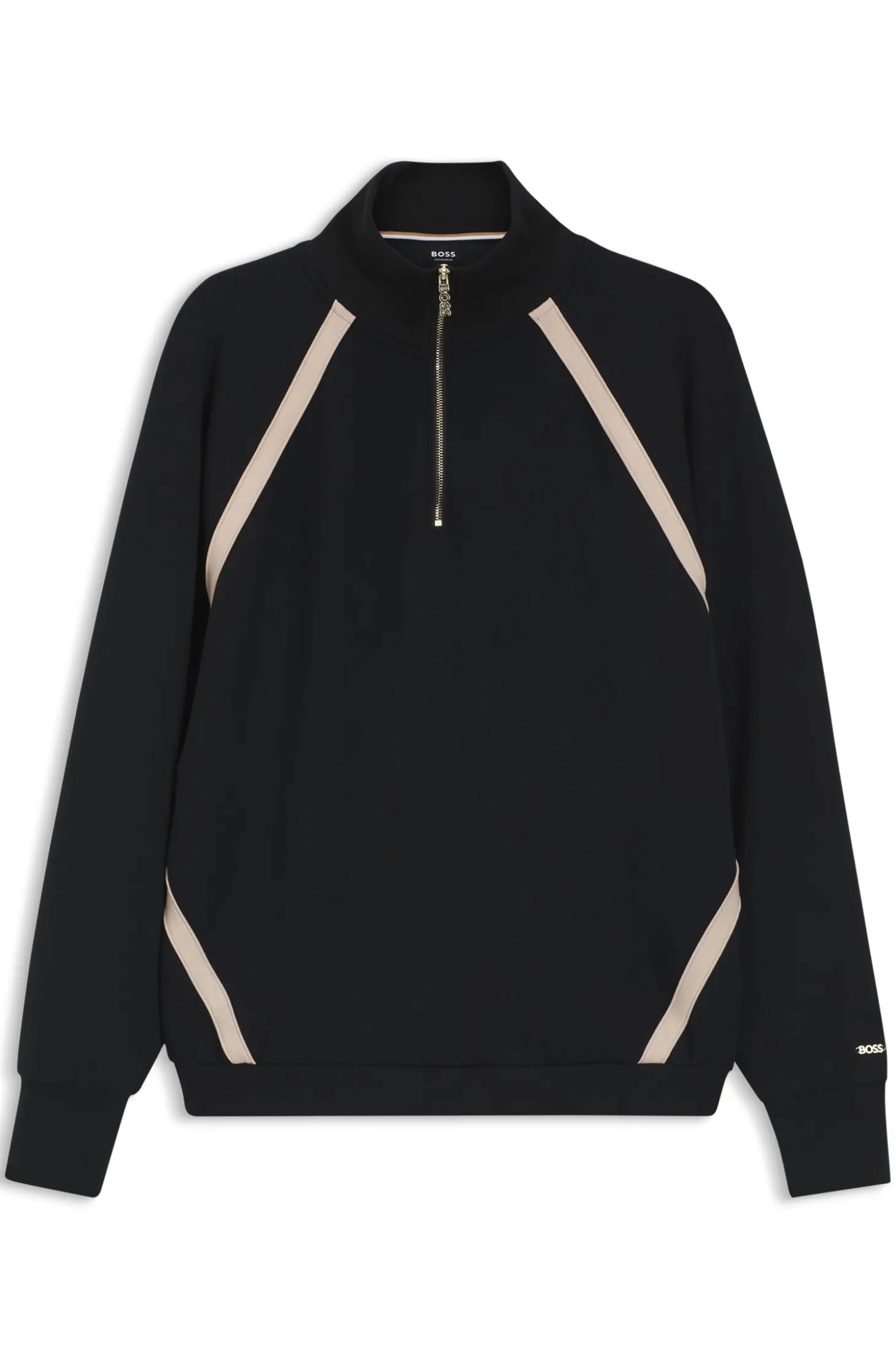 Zip-neck sweatshirt with contrast inserts
