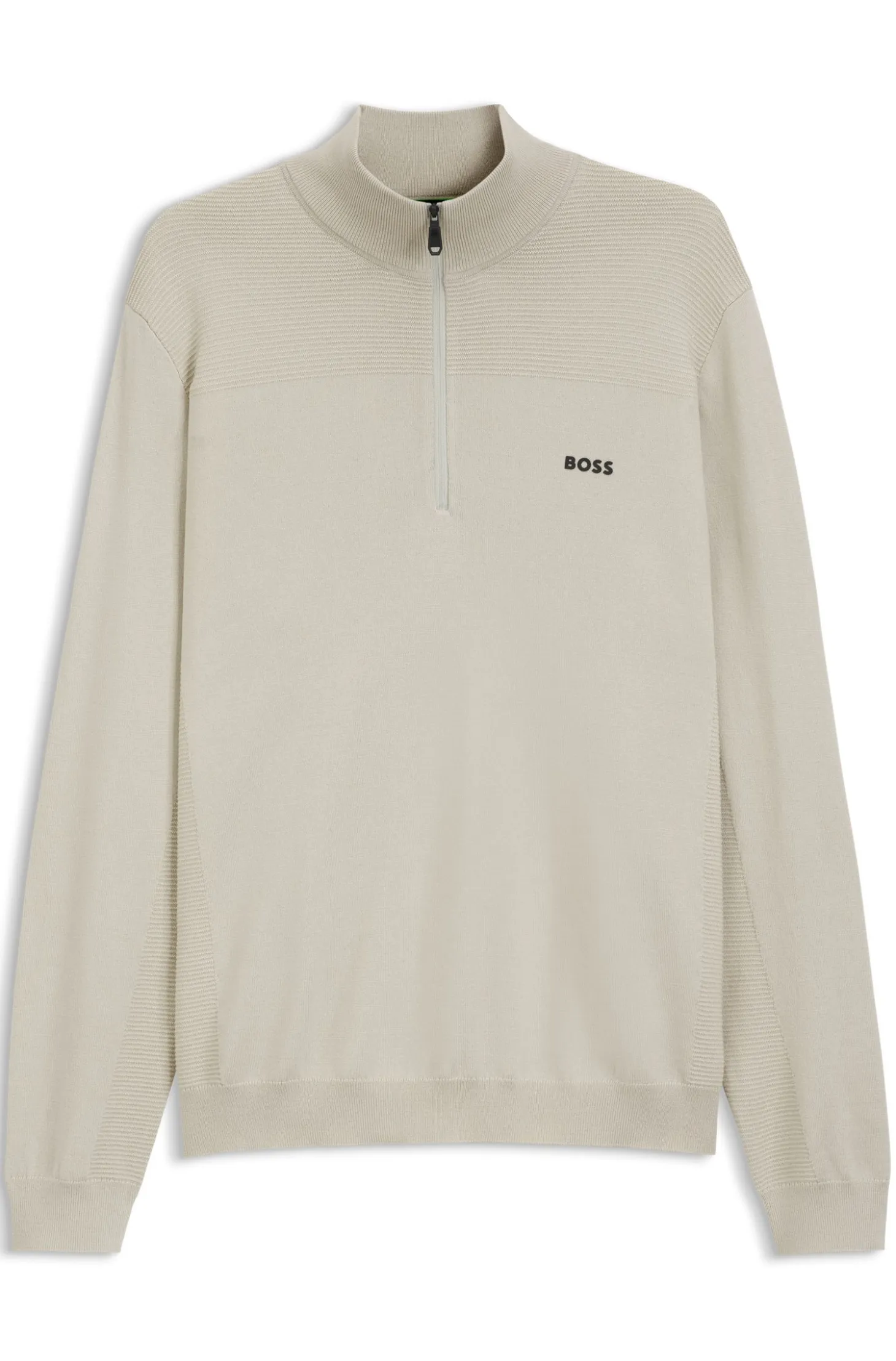 Zip-neck virgin wool-blend sweater with logo