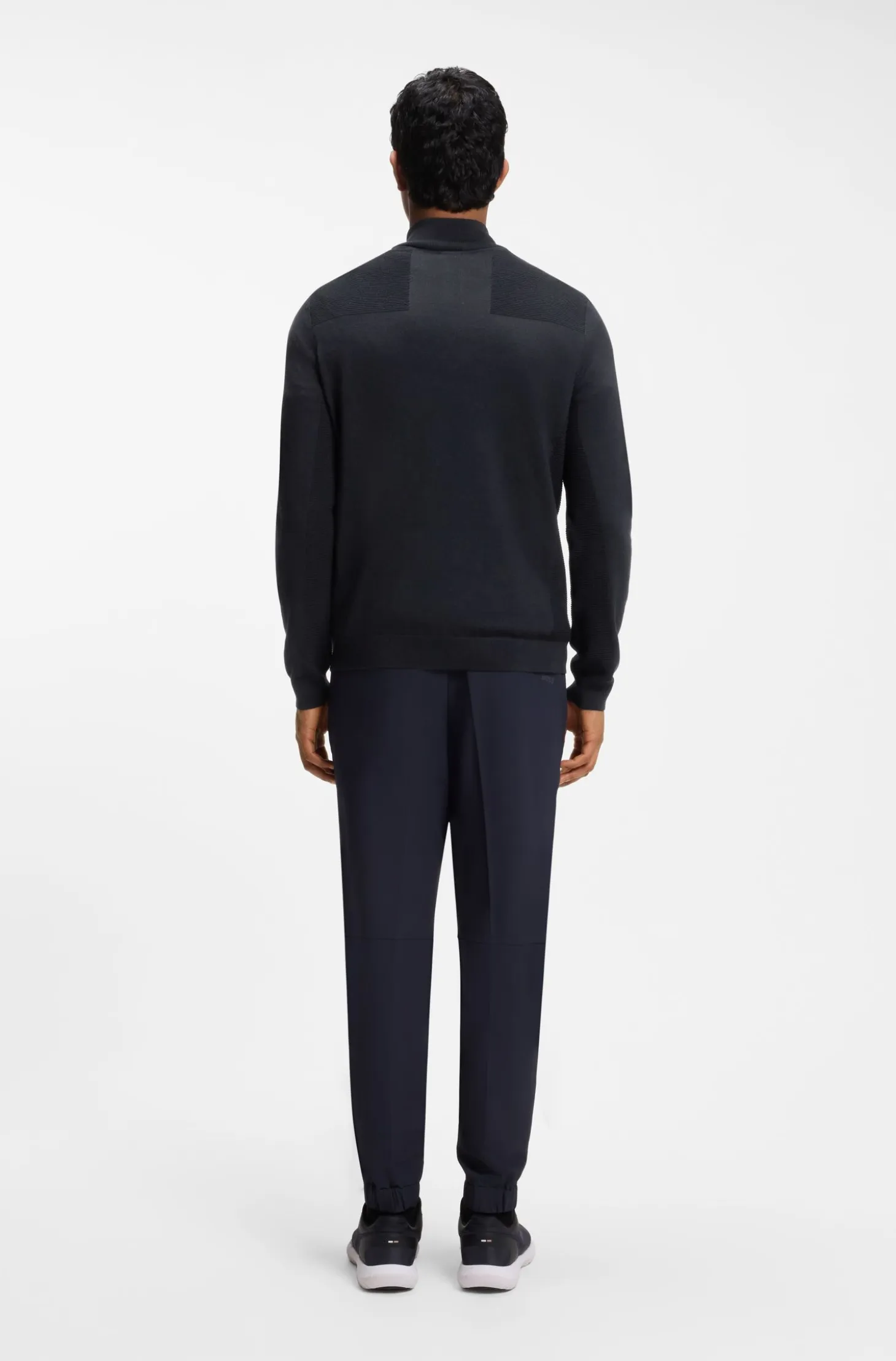 Zip-neck virgin wool-blend sweater with logo