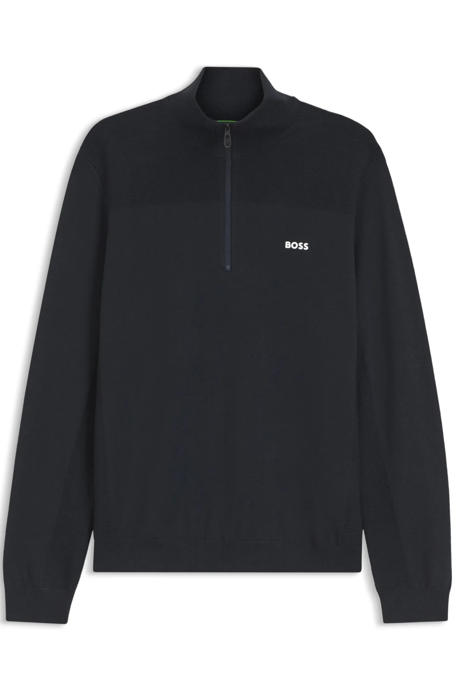 Zip-neck virgin wool-blend sweater with logo
