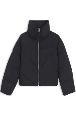 Zipped puffer jacket in lustrous fabric