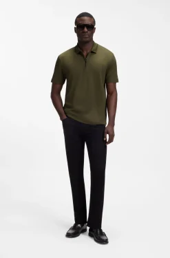 Zip-placket piqué polo shirt