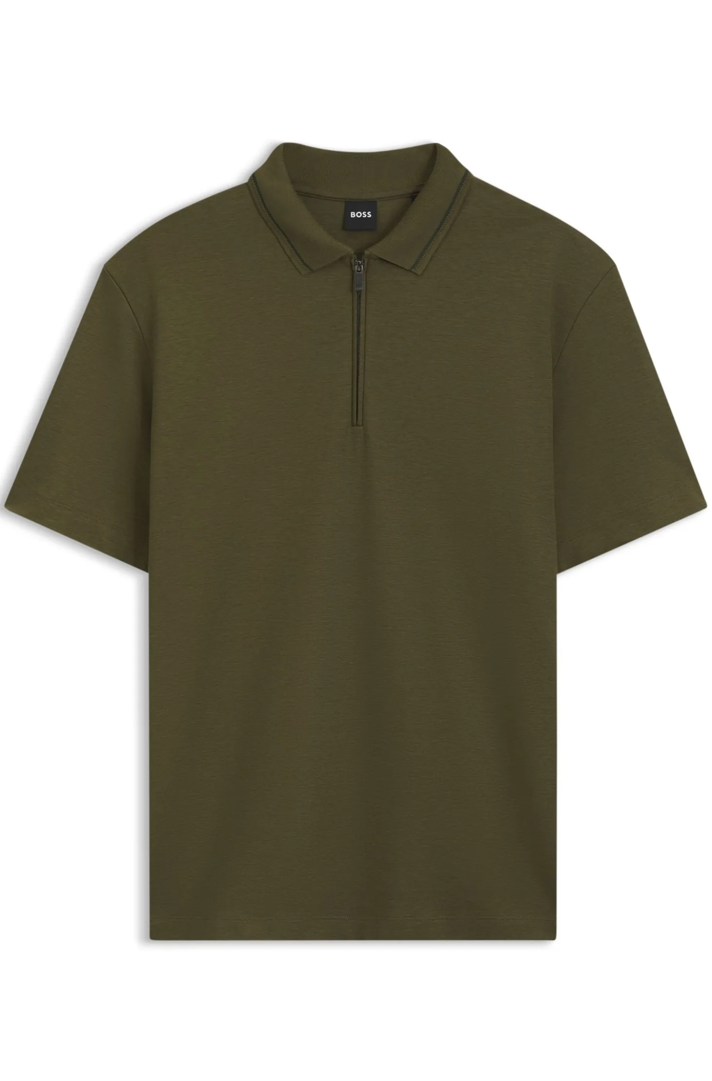 Zip-placket piqué polo shirt