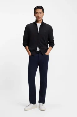 Zip-through cotton cardigan with logo detail
