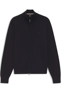 Zip-through cotton cardigan with logo detail