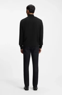 Zip-through cotton cardigan with logo detail