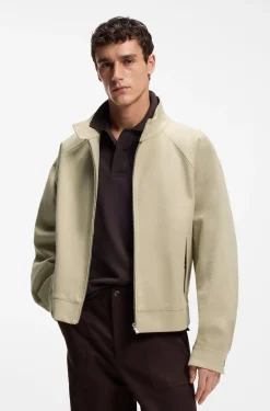 Zip-up bomber jacket in stretch cotton