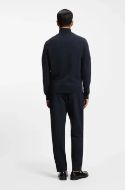 Zip-up cardigan in cotton and virgin wool