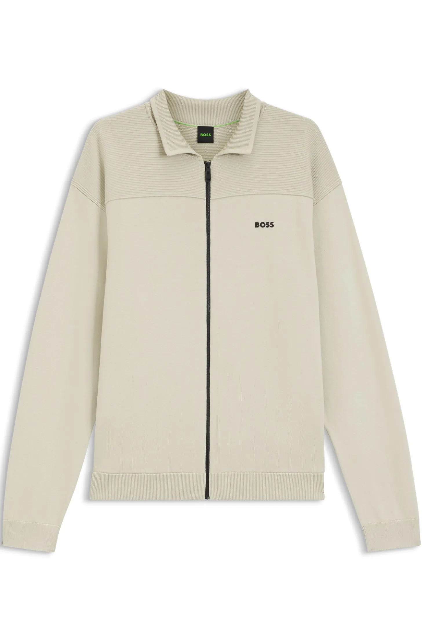 Zip-up cardigan with structured graphic pattern