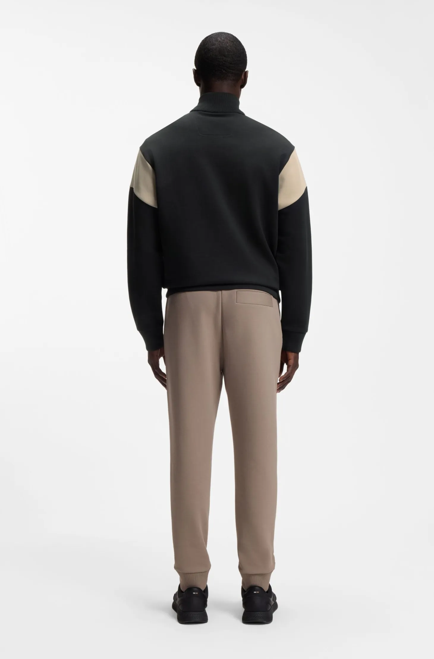 Zip-up cotton-blend sweatshirt with contrast inserts