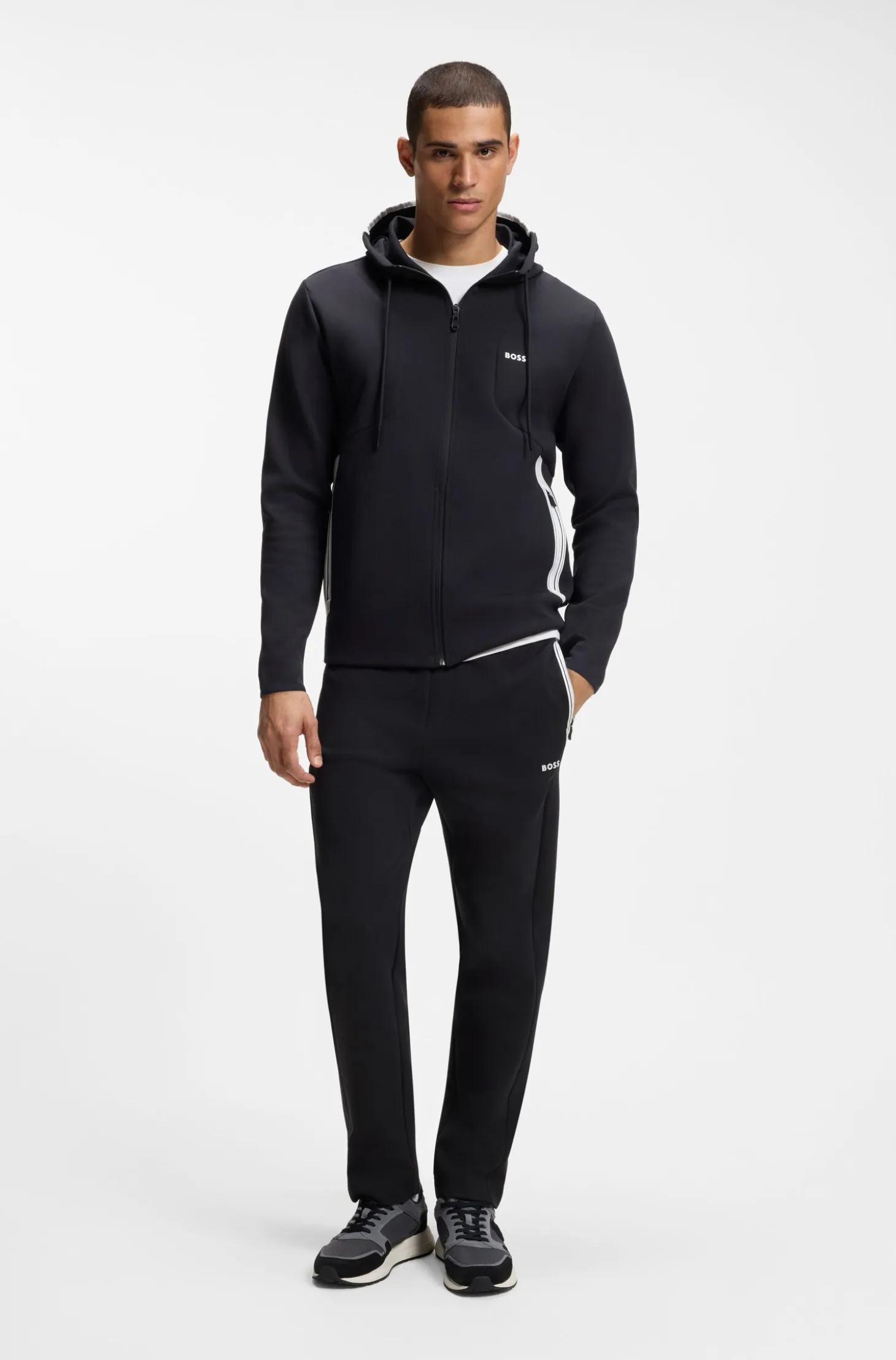 Zip-up hoodie in a cotton blend with contrasting details