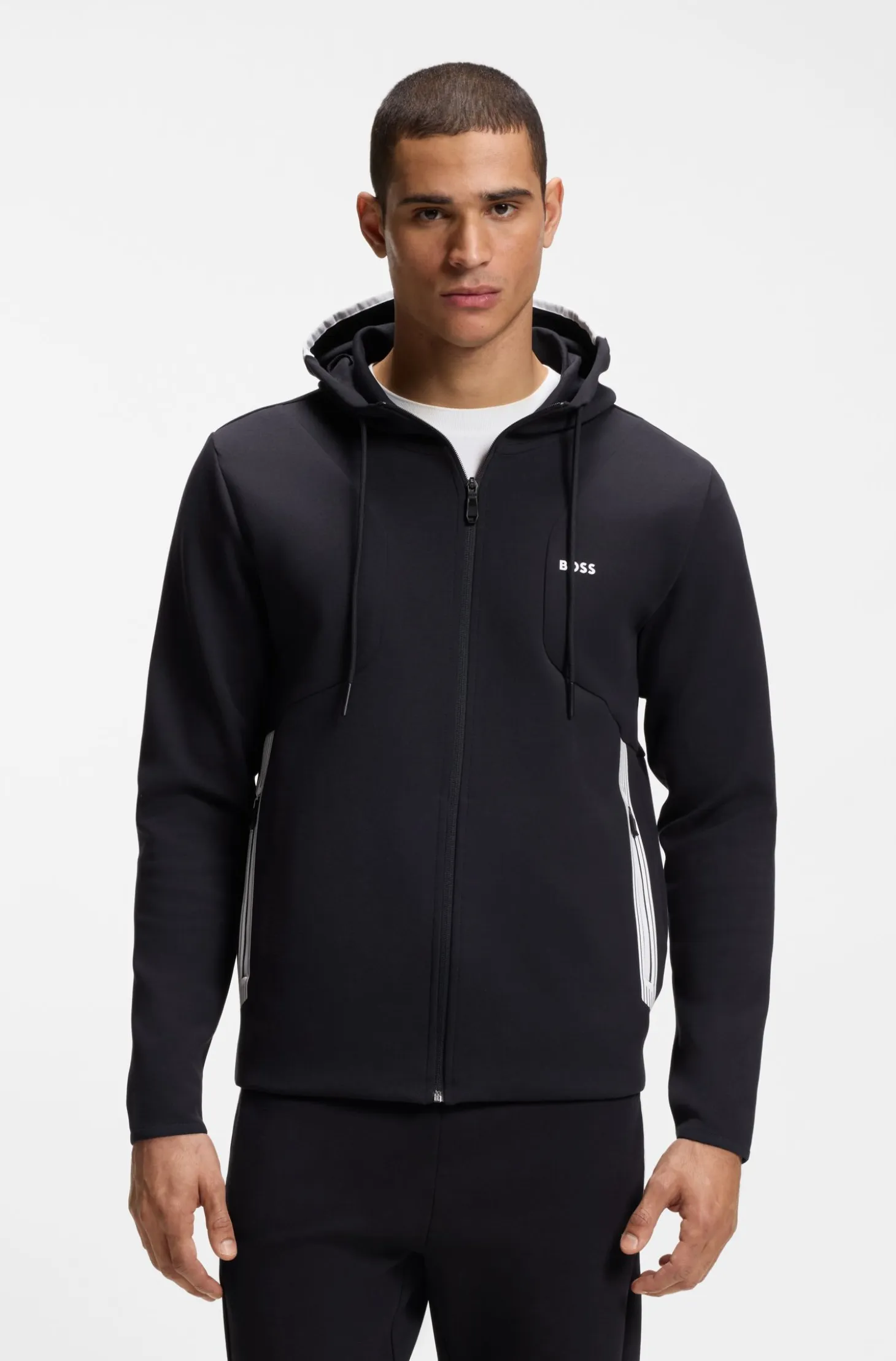 Zip-up hoodie in a cotton blend with contrasting details