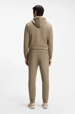 Zip-up hoodie in stretch cotton with logo detail
