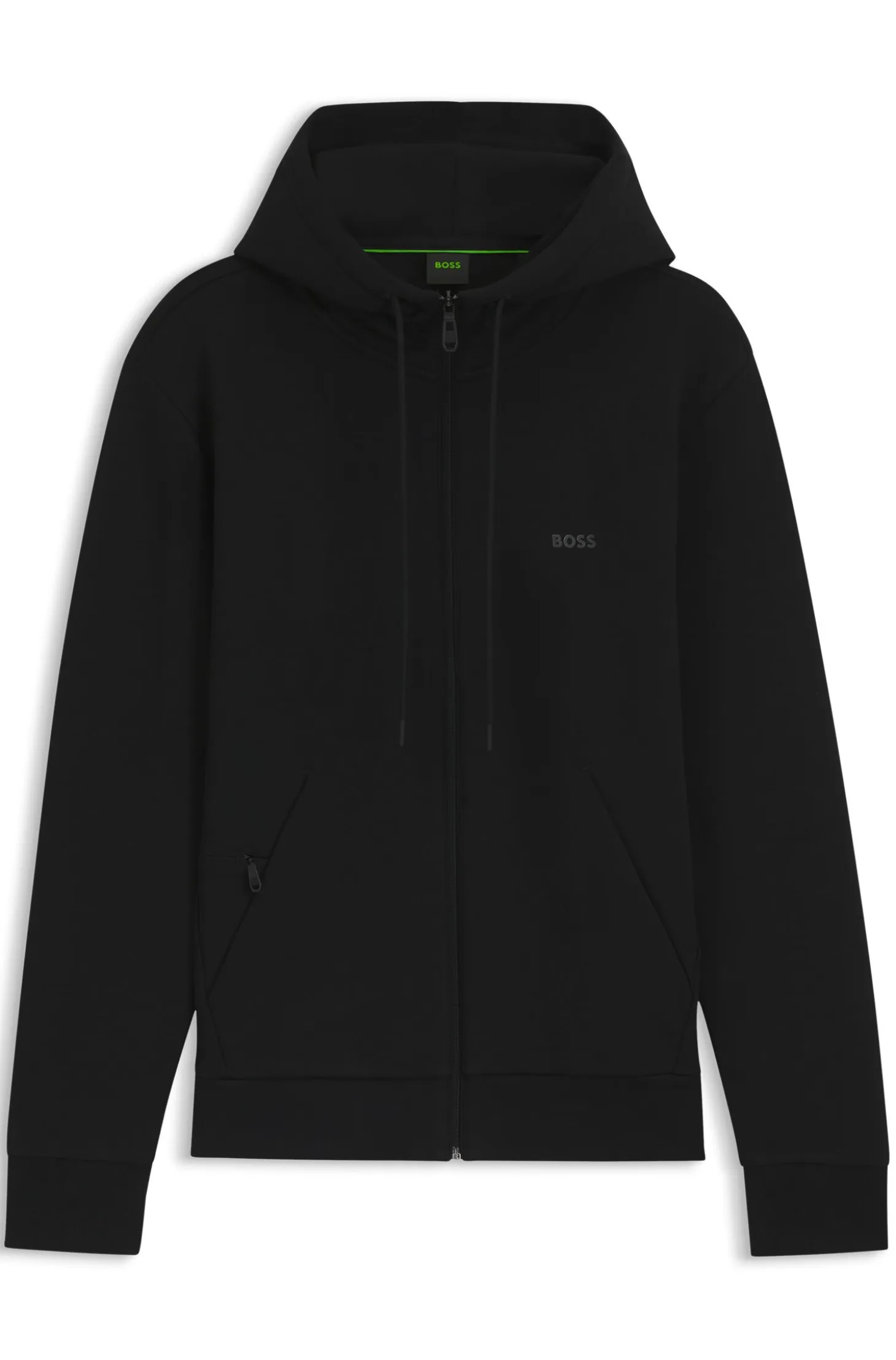 Zip-up hoodie in stretch cotton with logo print