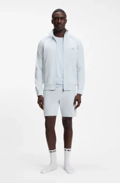 ZIp-up jacket in stretch cotton with contrast piping