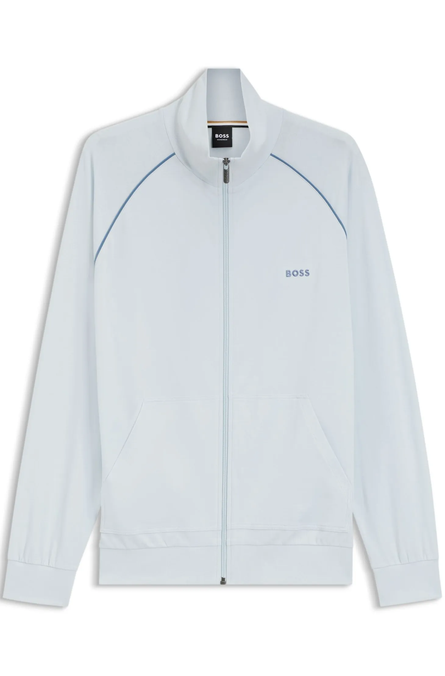 ZIp-up jacket in stretch cotton with contrast piping