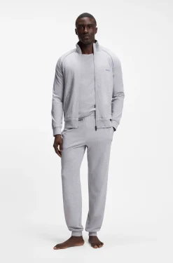ZIp-up jacket in stretch cotton with contrast piping