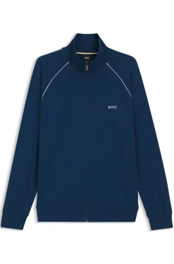 ZIp-up jacket in stretch cotton with contrast piping