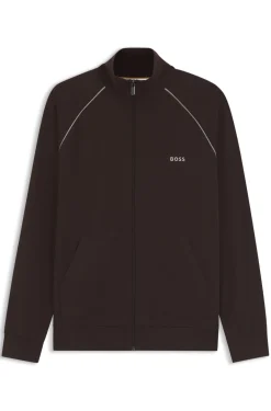 ZIp-up jacket in stretch cotton with contrast piping