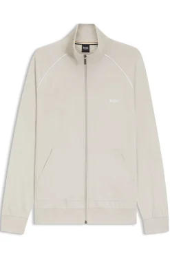 ZIp-up jacket in stretch cotton with contrast piping