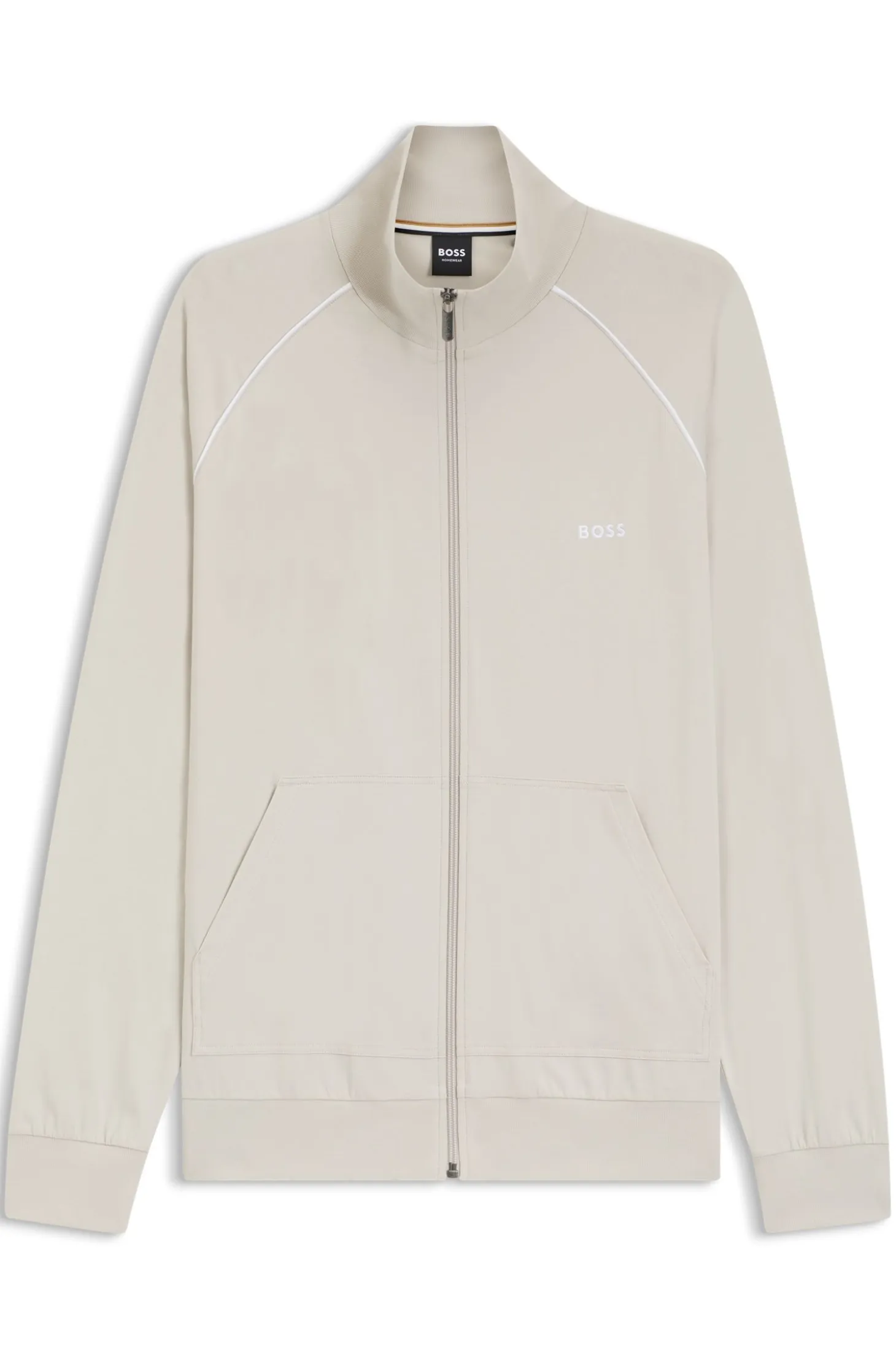 ZIp-up jacket in stretch cotton with contrast piping