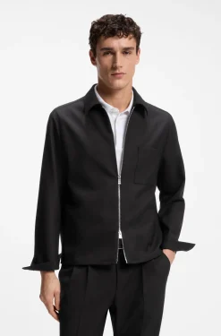 Zip-up jacket in virgin wool