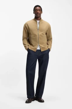 Zip-up sweatshirt in a peached cotton blend