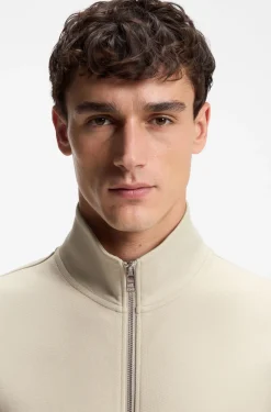 Zip-up sweatshirt in mercerised stretch-cotton piqué