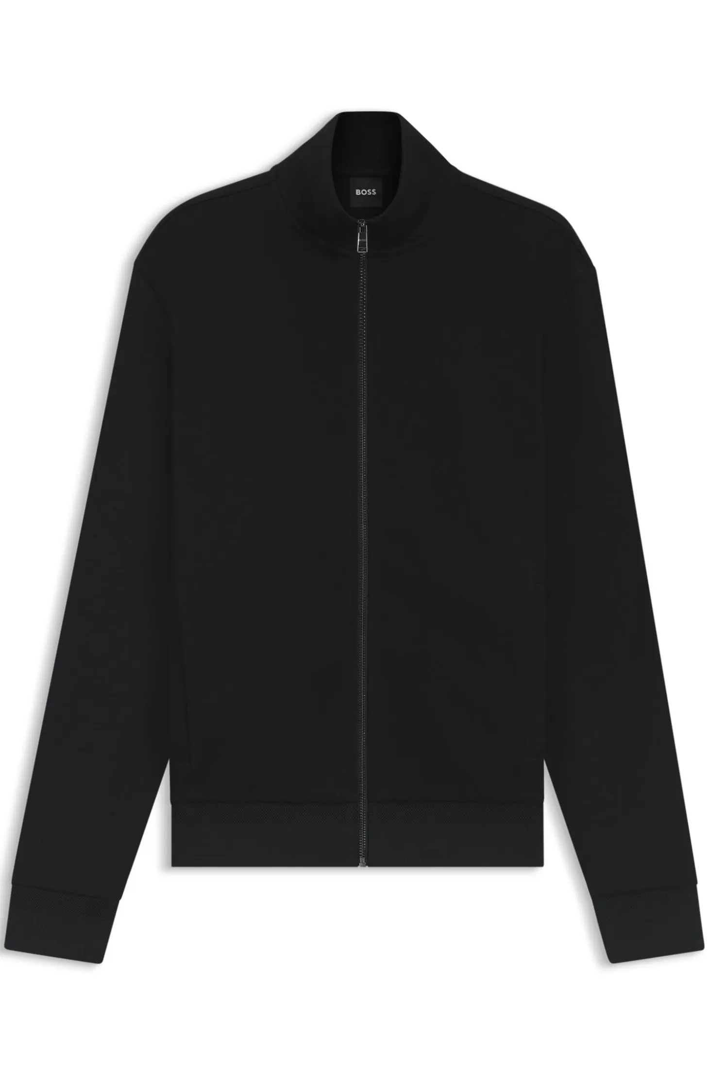 Zip-up sweatshirt in mercerised stretch-cotton piqué