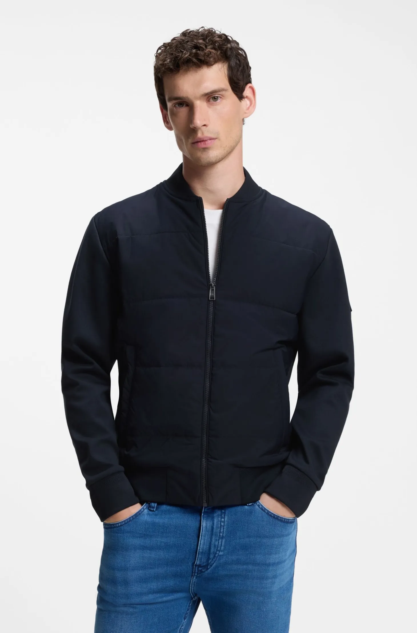 Zip-up sweatshirt with padded front