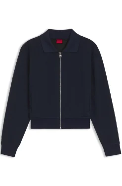 Zip-up sweatshirt with stacked-logo puller